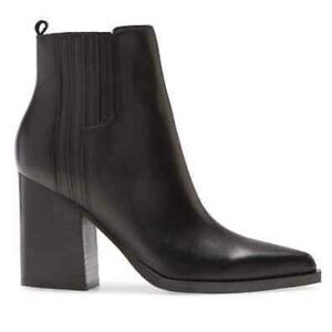 NWT Marc Fisher‎ Oshay Bootie Leather Chelsea Boot Stacked Heel Pointed Toe 10M
